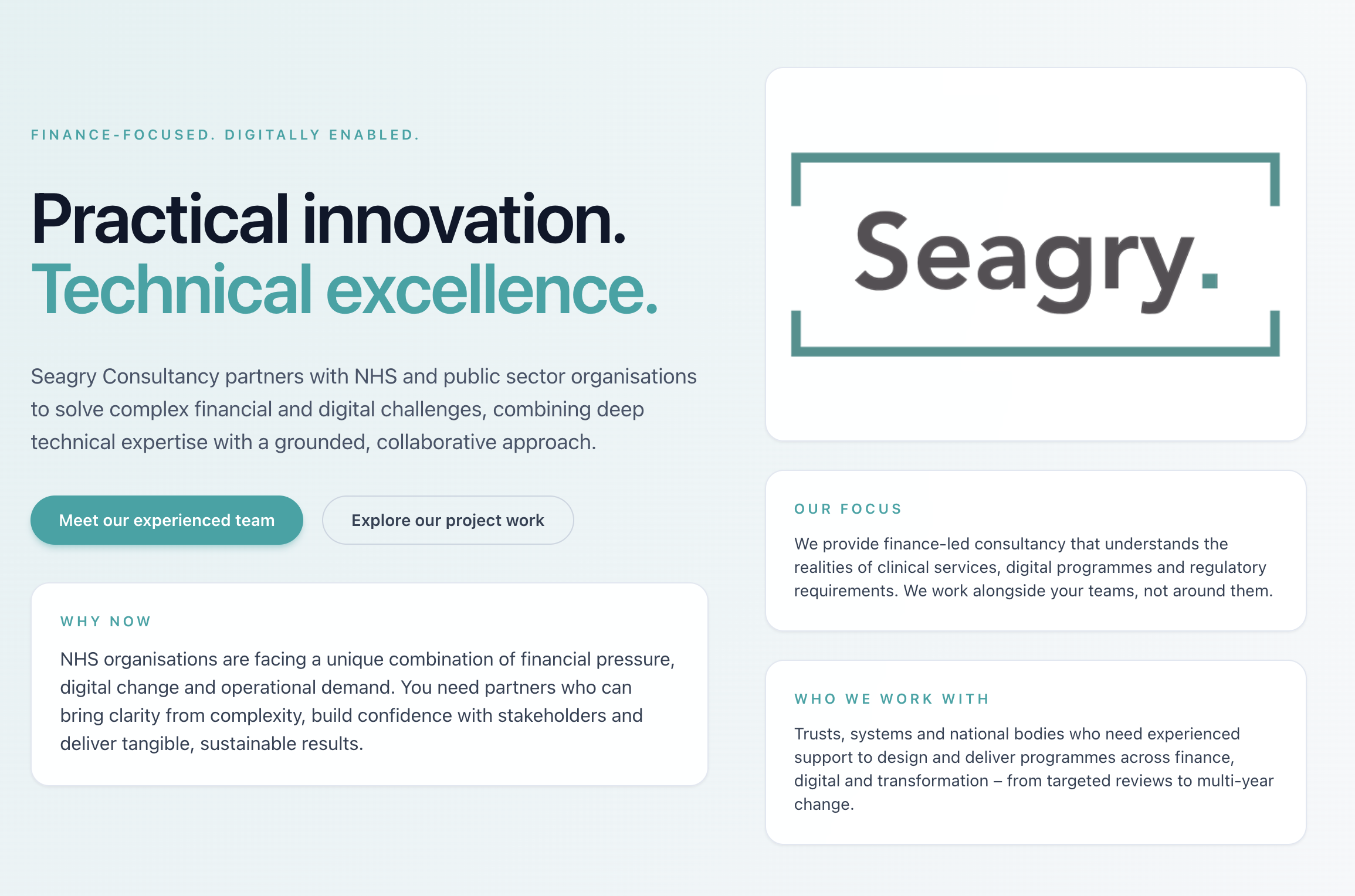 <p><strong>Refinements to the Seagry Website</strong></p><p>Following feedback from our clients and from our Network, we took it upon ourselves to refresh our website. Our main aim is to improve how we communicate what we do, and who we support.</p>